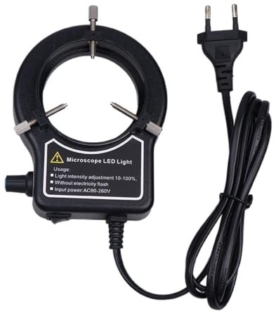 RUEHALF Lampada ad anello a LED per microscopio con sorgente luminosa industriale per fotocamera circolare (nero)