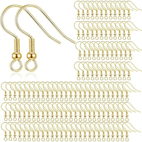 Jeyorzy 150 ganci per orecchini, oro, set fai da te, ipoallergenici, per fai da te
