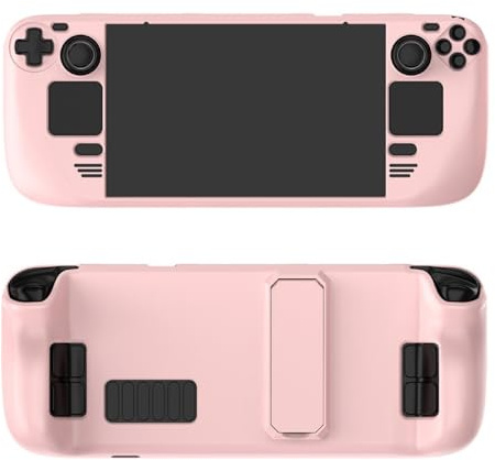Protective Case for Steam Deck, Colorful Handheld Game Console Case Anti-Scratch Dust-Proof Protective Cover with Stand for Steam Deck OLED Accessories (Pink)