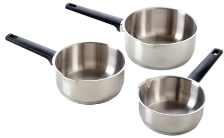 Qulinart Set di 3 pentole a tre ripiani, senza PFOA, antiaderenti, in acciaio inox antigraffio con manici in bachelite – per tutti i piani cottura, compresi quelli a induzione, lavabili in