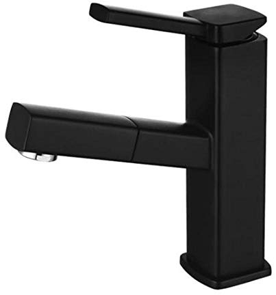 KeYJ - Rubinetto miscelatore per lavabo con doccetta estraibile, in ottone caldo e freddo, design a foro singolo, accessori completi per bagni moderni
