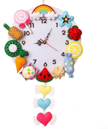 Orologio da parete unico fai da te creativo animali dei cartoni animati per l'apprendimento dei bambini