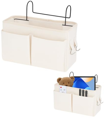 PSFXBM Bedside Hanging Storage, Bed Bag with Wire Frame, Bunk Bed, Bedside Hanging Storage Bag for Dormitory School Bunk Bed for Dormitory Bedroom Office (Grey)