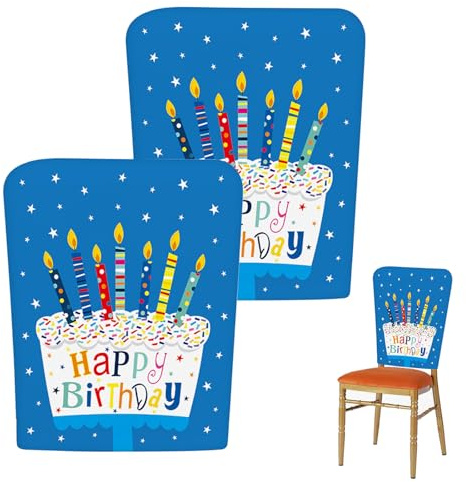 2 Stück Geburtstags Stuhlbezug für Klassenzimmerstuhl, 60*50cm Stuhlbezüge, “Happy Birthday“ Wiederverwendbare und Waschbare Partydekoration für Schülergeburtstage, Lehrer- und Schulfeiern (2, B)