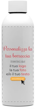 AL PRODUCTION Bottiglia Acciaio Inox 304 800ml – Personalizzabile con Foto, Testo o Logo – Borraccia Termica Riutilizzabile ed Ecologica – Idea Regalo Sport, Scuola, Ufficio, Outdoor