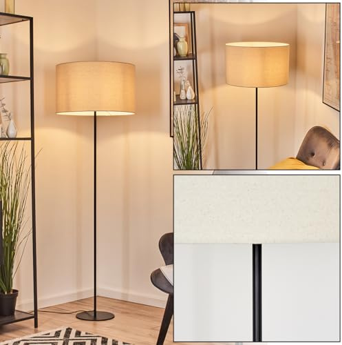 HOFSTEIN Stehleuchte Flemming, Stehlampe aus Metall im modernen Design mit Schirm aus Stoff, Ø 50 cm, 160 cm, E27, mit Fußschalter - Wohnzimmer, Schlafzimmer, Esszimmer, Flur