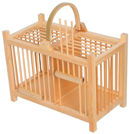 TOKIDNY Gabbia per Piccoli Animali Domestici in Legno Portatile Trasportino Compatto per Criceti e Grilli Habitat Sospeso Decorativo per Viaggi e Uso Domestico