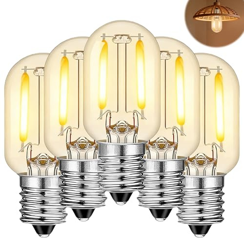 VBVOO 5 Pcs E12 Screw LED Light Bulbs, 1W 2700K Warm White Mini Lamps | 2700K Mini Glass Filament Spare Bulbs for Night Lights Candle Lamps and Decorative Fixtures