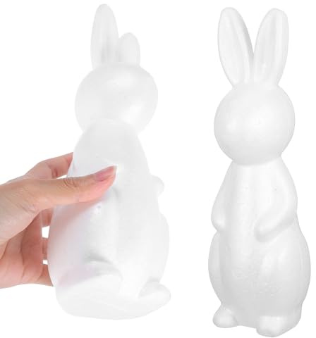 jojofuny 2 Stück Weiße Schaumstoffhasen Selbstgemacht Kaninchenmodell zum Bemalen mit Niedlichem Design aus Polystyrol für Vielseitige Bastelprojekte bei Geburtstagsfeiern und Hobby