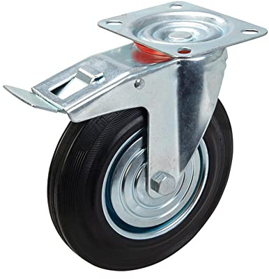 Dapetz ® 200mm RUBBER FIXED Castor Wheel -200KG Limit- Non-Marking Replacement Tyre - Perfect for Tool Cases Chest Trolley Base Box Screws Speaker Cabinet