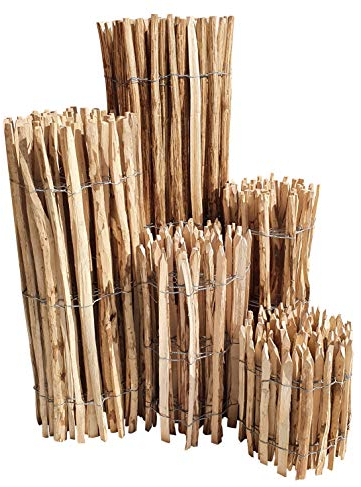 Staketenzaun Haselnuss 100 x 500 cm (Lattenabstand 3-5 cm) - Staketen Rollzaun Kastanienzaun Garten Zaun Kastanie