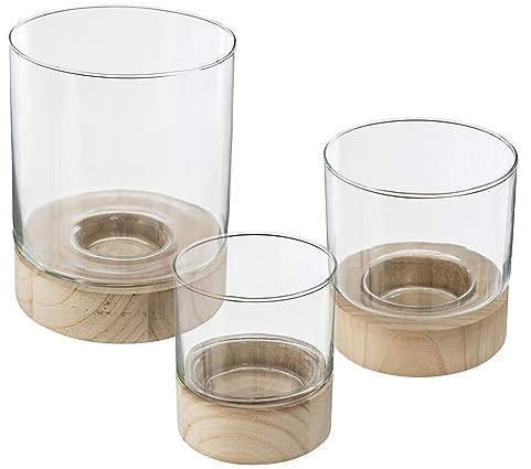 Atmosphera - Set de 3 photophores Eté - Verre et Bois