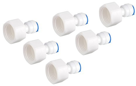 6 Stück Schnellanschluss für Wasserfilter 1/4 Schlauch AD auf 1/2 Buchse Schnellkupplung Wasserfilter Fitting Umkehrosmose für Kühlschrankschlauch, Wasserschlauch