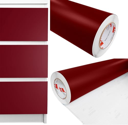 Möbelfolie selbstklebend 100x150 cm | Einfarbig Klebefolie für Möbel | Klebefolie Möbel - einfache Anwendung, ideal für die Renovierung von Küche oder Bad | Möbelfolie | Burgundrot Matt