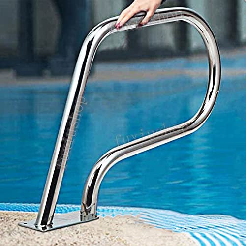 CGF- Handlaufe Fuir Pool Pool-Handlauf, einfach zu montierender Hand-Haltegriff, 304 Edelstahl-Schwimmbad-Treppengeländer mit Grundplatte und 4 Fuß Blauer Griffabdeckung