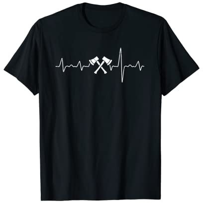 Bushcraft Heartbeat AXE EKG Camper & Camping & Wilderness T-Shirt