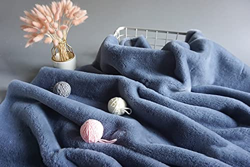 Yimihua Verdicken kunstpelz Stoff Fellimitat Hase Stoffe plüschstoff Haarlänge 12mm Langer Wollstoff,Stoff zum nähen Kinder,Meterware(Color:Grau Blau)