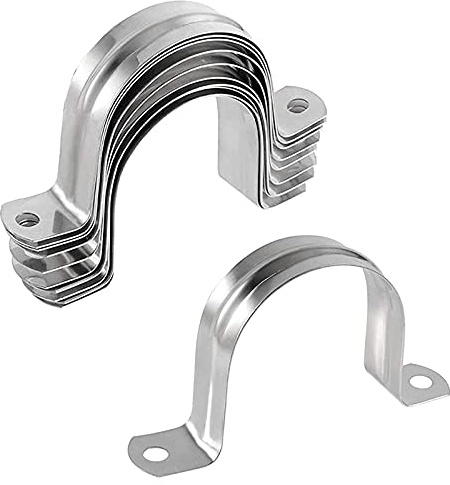 10 Pcs 4inch Rigid Pipe Strap,Two Hole Stainless Steel Strap U Bracket, Widened Tube Strap Tension Clip Assortment Kit Heavy Duty Pipe Clamp for Pipe Fixing（110mm）