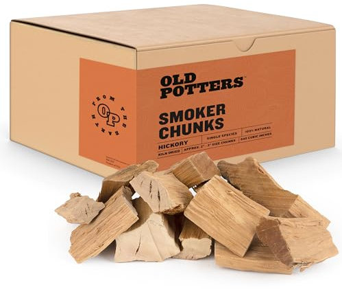 Old Potters Smoker Chunks for Grilling, Smoking, and Wood Fire Cooking ~ 2 x 3 Inches. Approx 15 lbs, (Hickory, 840 Cu in.)