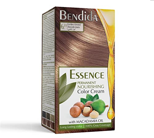Bendida Permanente Haarfarbe 120 ml mit Macadamia-Öl und 6% Oxidationsmittel | 100% Grauhaarabdeckung & langanhaltender Glanz | Set mit Vor-Serum, Farbcreme & Fixier-Conditioner (6.31 Goldene Mandel)