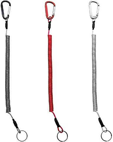 ZZHBOO 3 llaveros en espiral, mosquetón con cordón de resorte, llavero de muelle elástico, cordón de pesca para llaves y mochilas