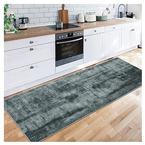 Siunwdiy 40X200CM Teppich Läufer, Dunkelgrau Waschbare Teppiche Rutschfest Korridor Polyester Modernen Küchenteppich Meterware, Pflegeleicht