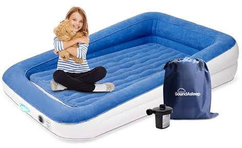 SoundAsleep Products Dream Series Kids Air Mattress Includes High Speed External Pump - Extra Tall Safety Bumpers - Portable, Toddler Blow up Bed for Kids