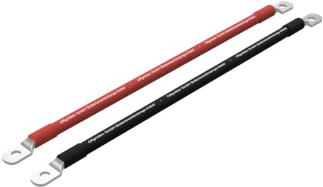 Offgridtec 1m Batteriekabel 25mm² beidseitig M8 Ösen, flammwidrig | Öl-, Kälte- & UV-beständig, für Geräte mit M8-Schraubterminal, Laderegler, Wechselrichter & Batterieladegeräte (rot/schwarz)