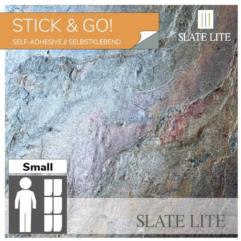 Slate-Lite Stick & Go Steinfurnierfliesen, 30 x 60 cm, 6 Stück, Natursteinoberfläche, einfache Installation, mehrere Farboptionen (Brennender Wald)