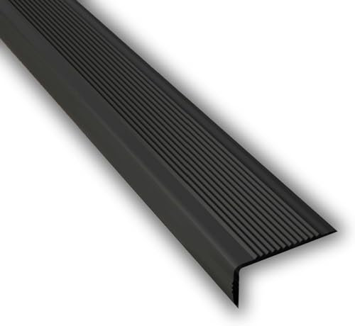 AJLVDY Treppe Kantenband Treppenkanten-Selbstklebendes PVC-Eckprofil in L-Form,rutschfestes Sicherheitsband,Einfassungsstreifen,Ecken Kantenschutz für Außen-/Innentreppenkanten-Black||5cmX2.5cmX1m