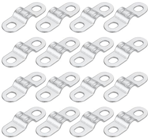 sourcing map 16Pcs Rigid Pipe Strap Fit M5 (1/5) Tube OD, 2 Holes Carbon Steel Tension Tube Clamp, Metal Wire Clip for Pipe or Cable Fixing, Silver