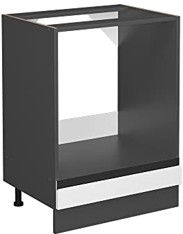 Vicco Herdumbauschrank R-Line, Herdschrank, Weiß/Anthrazit, 60 cm, AP Anthrazit