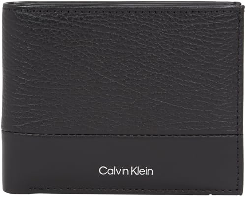Calvin Klein Herren Geldbeutel Subtle Mix Bifold aus Leder, Schwarz (Black Grain/Smooth), Einheitsgröße