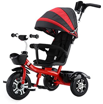 ZONABSQQ Kinderwagen Trikes für Kleinkinder mit Schiebegriff, Dreipunkt-Sicherheitsgurt, Abnehmbarer Leitplanke, dreifach verstellbarem Sonnenschutz Komfort und Sicherheit