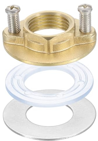 sourcing map Sechskant-Kontermutter mit Innengewinde, 19 mm, Edelstahl, 304, Einloch-Wasserhahn-Kontermuttern mit Dichtung, Wasserhahn-Befestigungswerkzeug-Set für Küche, Badezimmer, Waschbecken,
