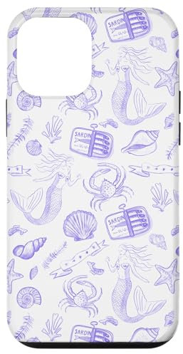 Lilla Preppy Coastal Sardine Tin Mermaid Shell Euro Summer Custodia per iPhone 12 mini