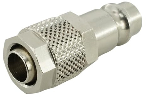 Fittingstore - Kupplungsstecker mit Überwurfmutter - NW 7,2 (Werkstoff: Messing vernickelt, Schlauch Ø Außen x Innen: 10 x 8 mm)
