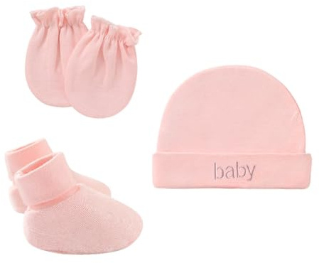 XPEX Lot De 3 Bonnets Nouveau-Né, Ensemble Bébé Avec Gants, En Coton, Pour Garçons Et Filles, Chaud