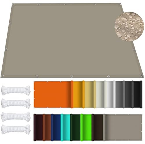 Vela ombreggiante quadrata ad angolo retto, 6,5 x 7 m, color cachi, antivento e impermeabile, per patio, giardino, cortile (6,5 x 7 m)