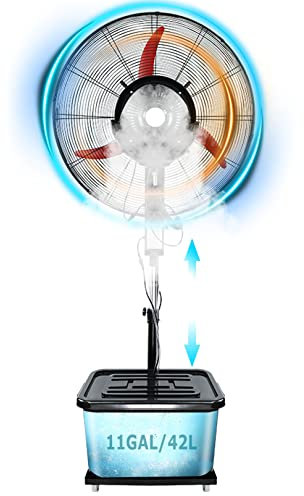 WANGXLGD Ventilatore nebulizzante Ventilatore da Pavimento oscillante a 90°, Ventilatore con Supporto Industriale in Metallo ad Altezza Regolabile per Garage, Negozio, Fabbrica (81cm/31.9in)