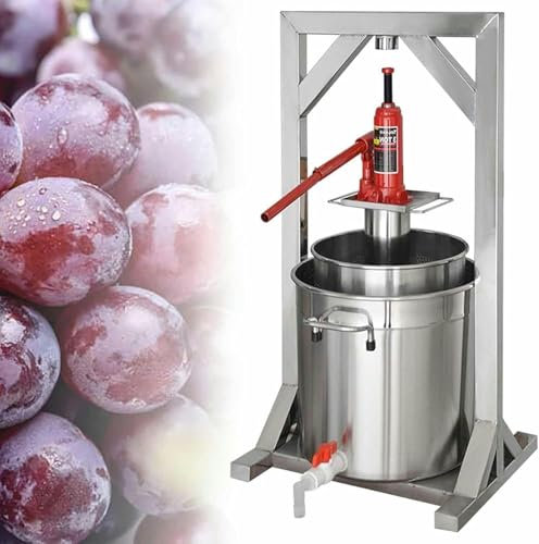 HOTAPEPU Fruit Wine Press, Outil D'élaboration De Bière Maison, Presse À Cidre en Acier Inoxydable avec Hydraulique pour Le Cidre, Fournitures Et Équipements pour L'élaboration du Vin De Raisin ~ /