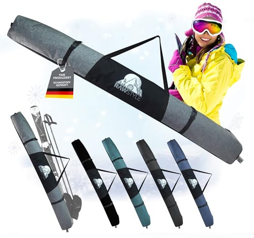 Rawstyle Skitasche für Erwachsene 160cm oder 180cm MOD 3 | Skisack für Ski, Skistöcke, wasserdicht, Skiaufbewahrung, Wintersport
