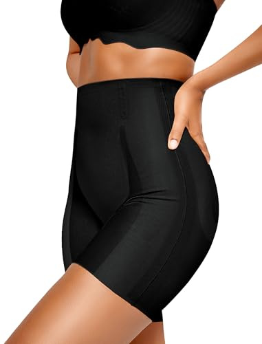 Vertvie Pantalones cortos moldeadores con control de abdomen para mujer, pantalones cortos moldeadores de cuerpo de cintura alta sin costuras debajo del vestido, Negro, XL