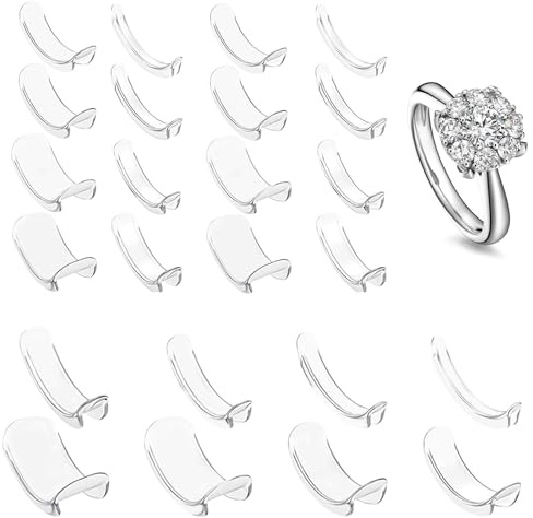 Anseom Snuggies Lot de 24 ajusteurs de bague invisibles 8 tailles compatibles avec tous les outils de bijoux
