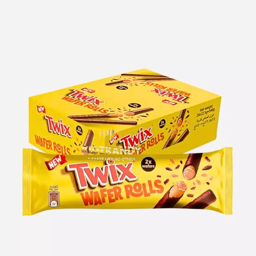 Kidzkandy Wafer Roll Twix-Flutes - Un delizioso wafer ripieno di cioccolato bastoncini di cioccolato 12 barrette scatola cestino di cioccolato - Snack perfetto per gli amanti del cioccolato