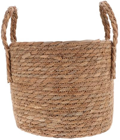 Maceta de mimbre retro de 25 cm, multiusos, para decoración elegante del hogar y almacenamiento de plantas de interior