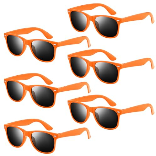 NEBURORA 12 Pack Orange Neon Sunglasses Bulk for Adult Men Women | Retro Colorful Party Glasses for Birthday, Wedding, Summer, Beach, Pool Party Supplies