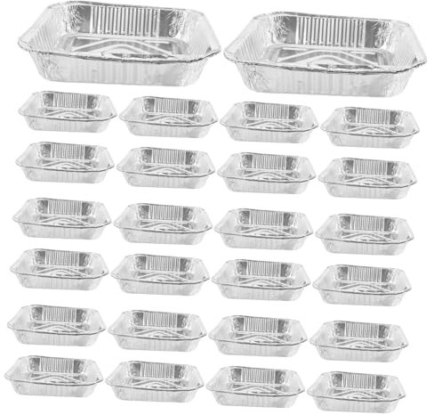 FUNNETOYU 30pièces Moules à Pâtisserie Aluminium Jetables Carrés Pour Cuisson Au Aluminium Barquettes Profondes Pour Plats à Emporter Et Gâteaux