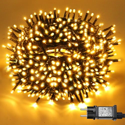 CHOIGN Lichterkette außen, 300 LED Lichterkette mit Stecker, 30M weihnachtsbeleuchtung außen and Innen für weihnachtsdeko aussen Garten Hochzeit Party Schlafzimmer Balkon Wand, Warmweiß