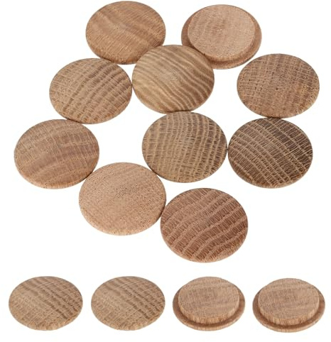sourcing map 20 Stück Holzknopfstopfen, 28 mm, Hartholzschraubenlochstopfen Pilzholzkappen, Eichenholzstopfen für Möbel, Holzbearbeitung, Handwerk, Dekor (35 mm x 28 mm)